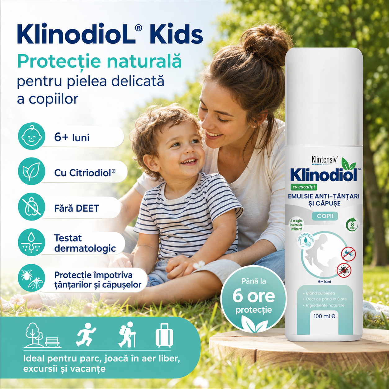 Spray anti ț&acirc;nțari copii KlinodioL Kids cu ingredient natural din Lemon Eucalyptus