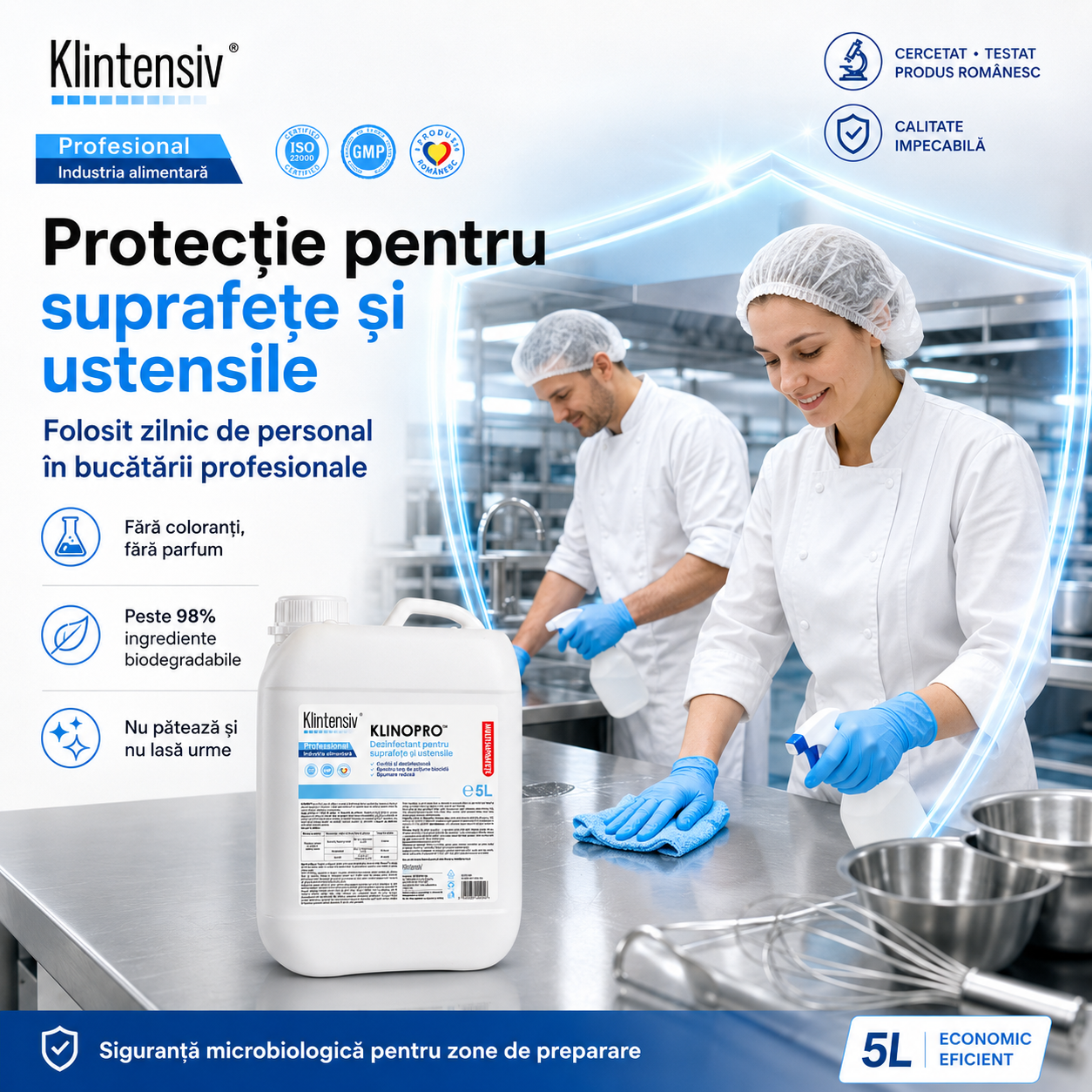 Dezinfectant Klinopro pentru pardoseli echipamente și suprafețe alimentare