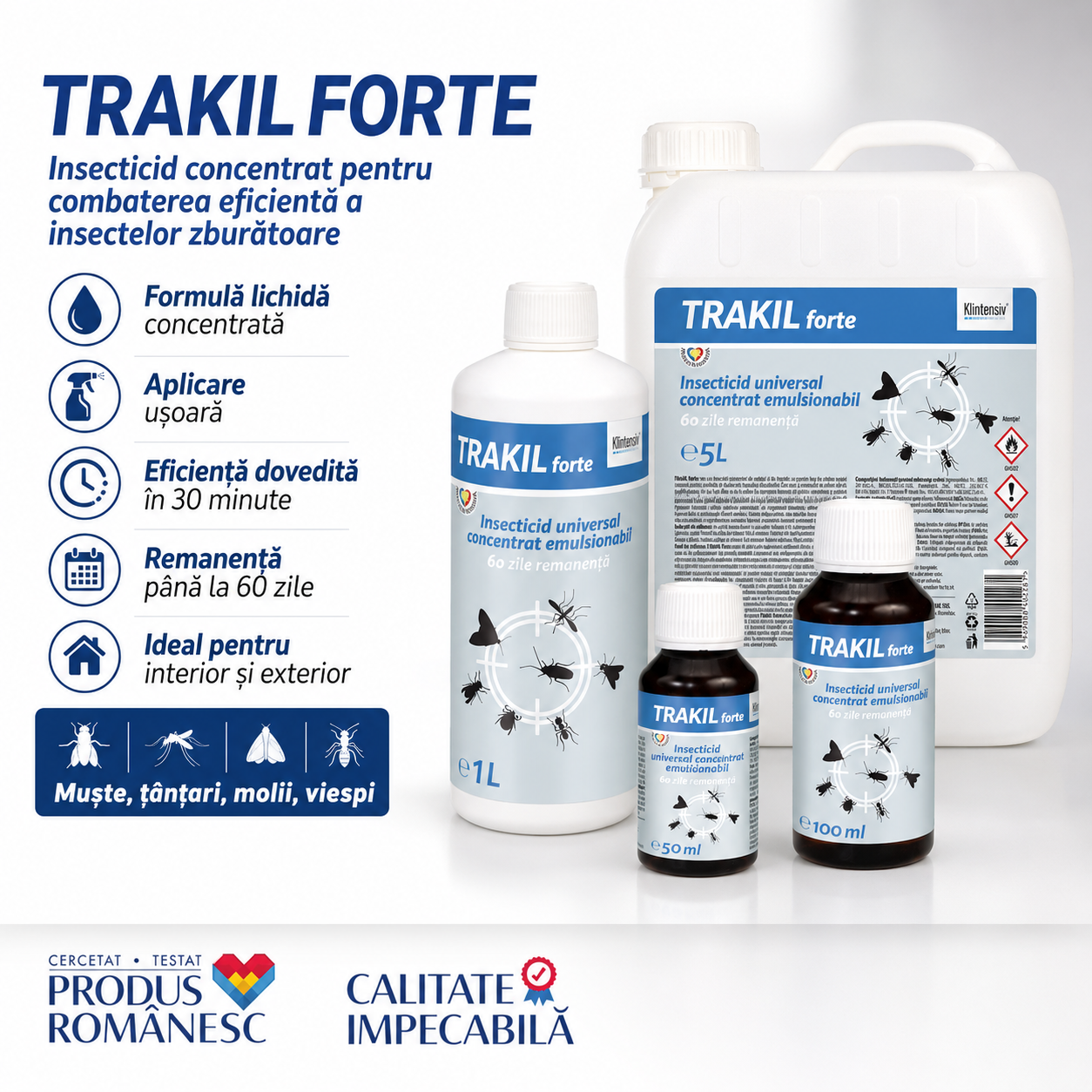 Insecticid TRAKIL FORTE pentru muște ț&acirc;nțari molii și viespi interior exterior