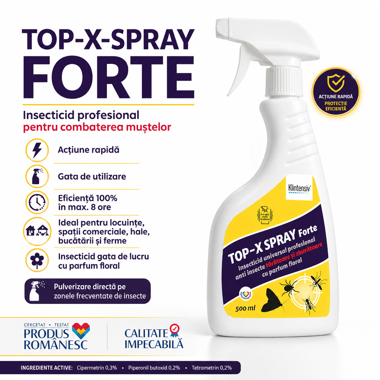 Insecticid TOP-X-SPRAY FORTE pentru muște și alte insecte zburătoare
