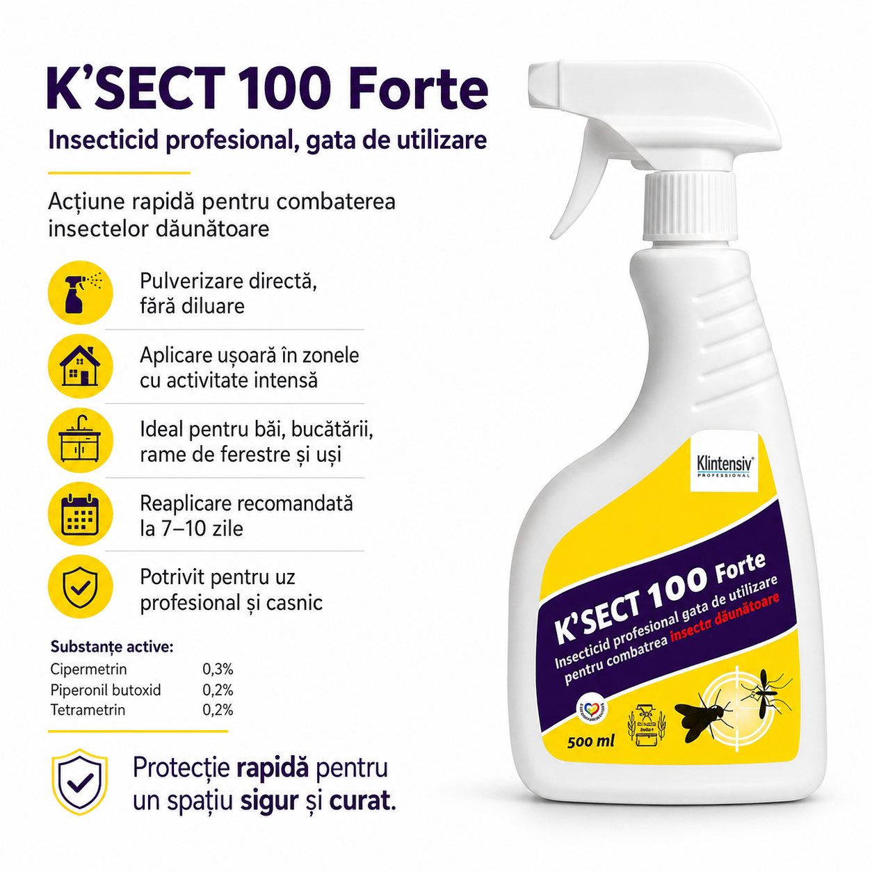 Insecticid K-Sect 100 Forte pentru baie bucătărie tocuri de uși și rame de ferestre