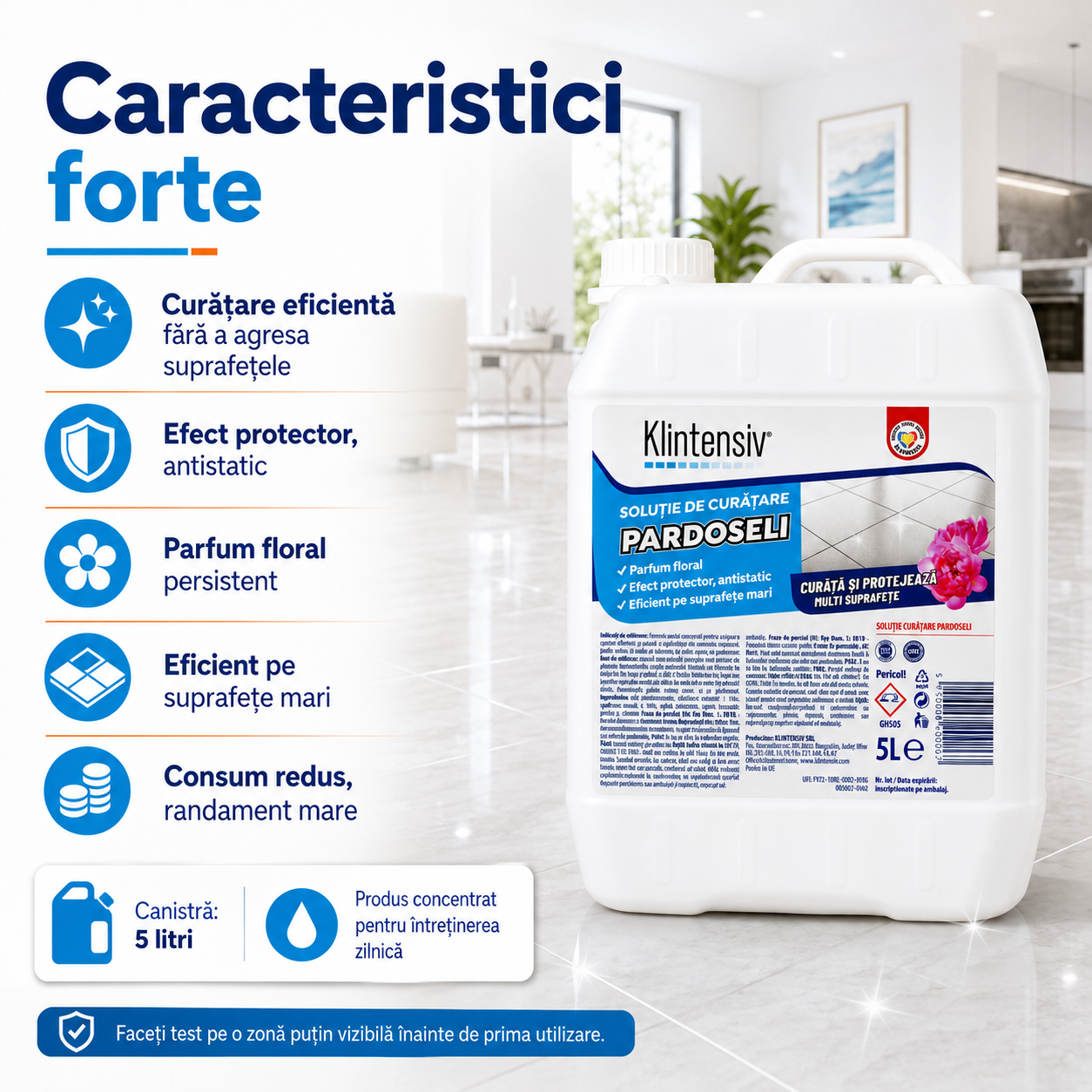 Soluție Klintensiv pentru curățenie rapidă fără clătire parfum persistent și randament mare