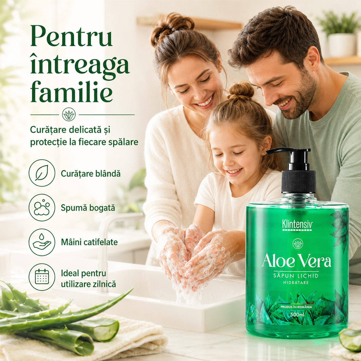 Săpun lichid Klintensiv cu ingrediente biodegradabile spumă fină și efect emolient