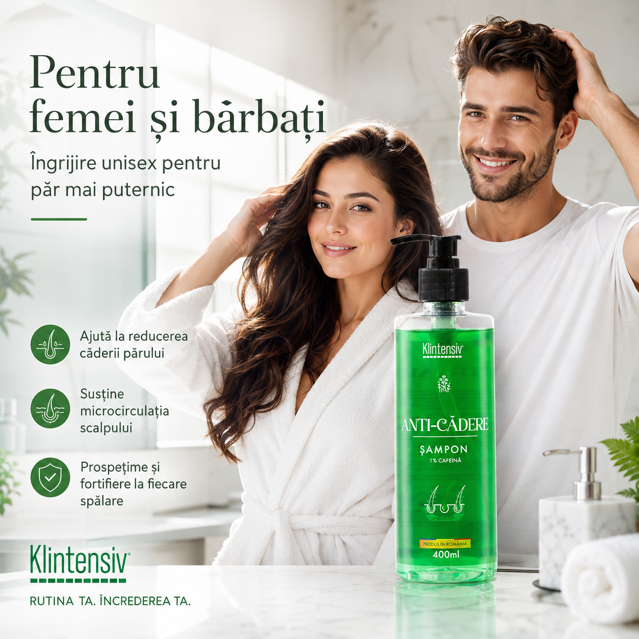 Șampon anti-cădere Klintensiv peste 94 la sută ingrediente biodegradabile pentru toate tipurile de păr