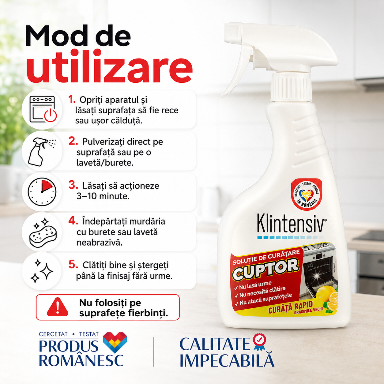 Klintensiv soluție profesională pentru curățare cuptoare plite tăvi grătare și friteuze