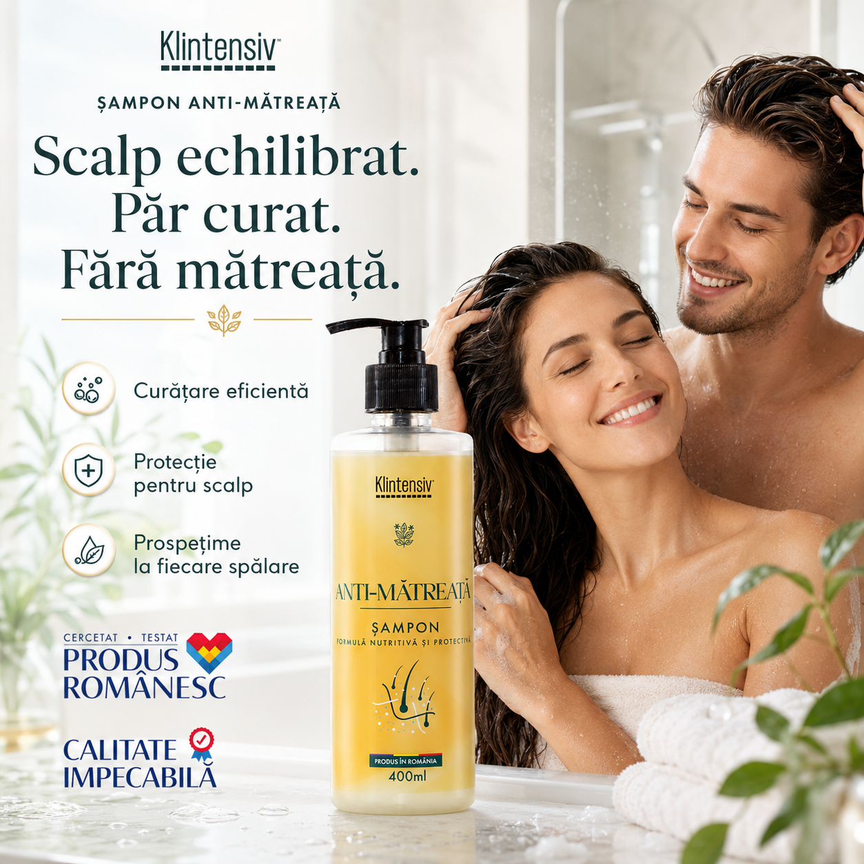 Șampon anti-mătreață Klintensiv cu Piroctone Olamine și D-Panthenol
