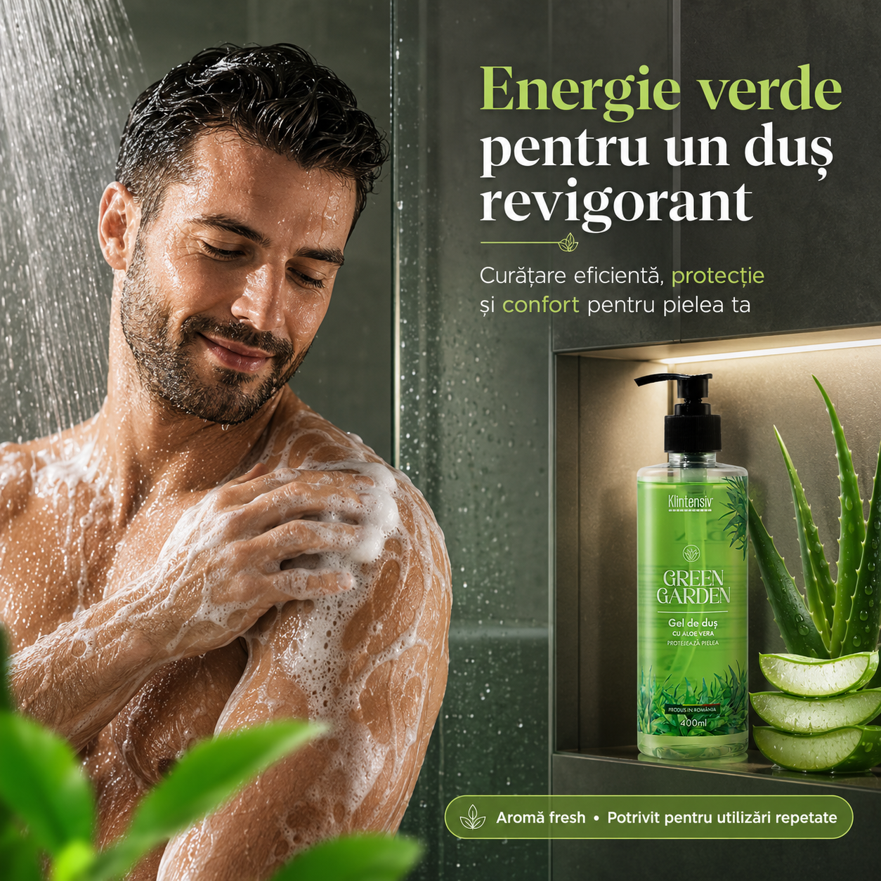 Gel de duș Klintensiv Green Garden peste 94 la sută ingrediente biodegradabile