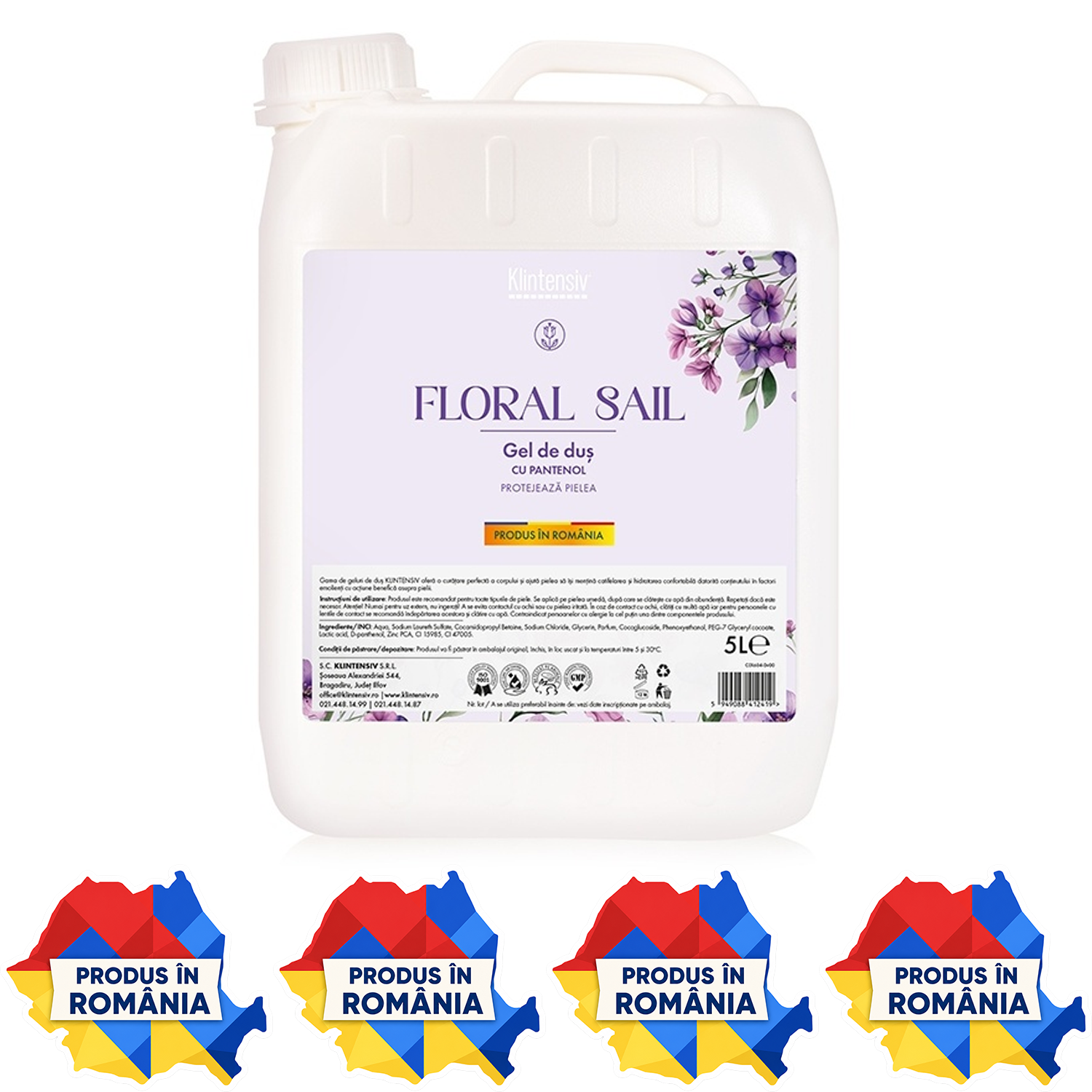 Gel de duș Klintensiv Floral Sail 400 ml și 5 litri cu aromă florală proaspătă