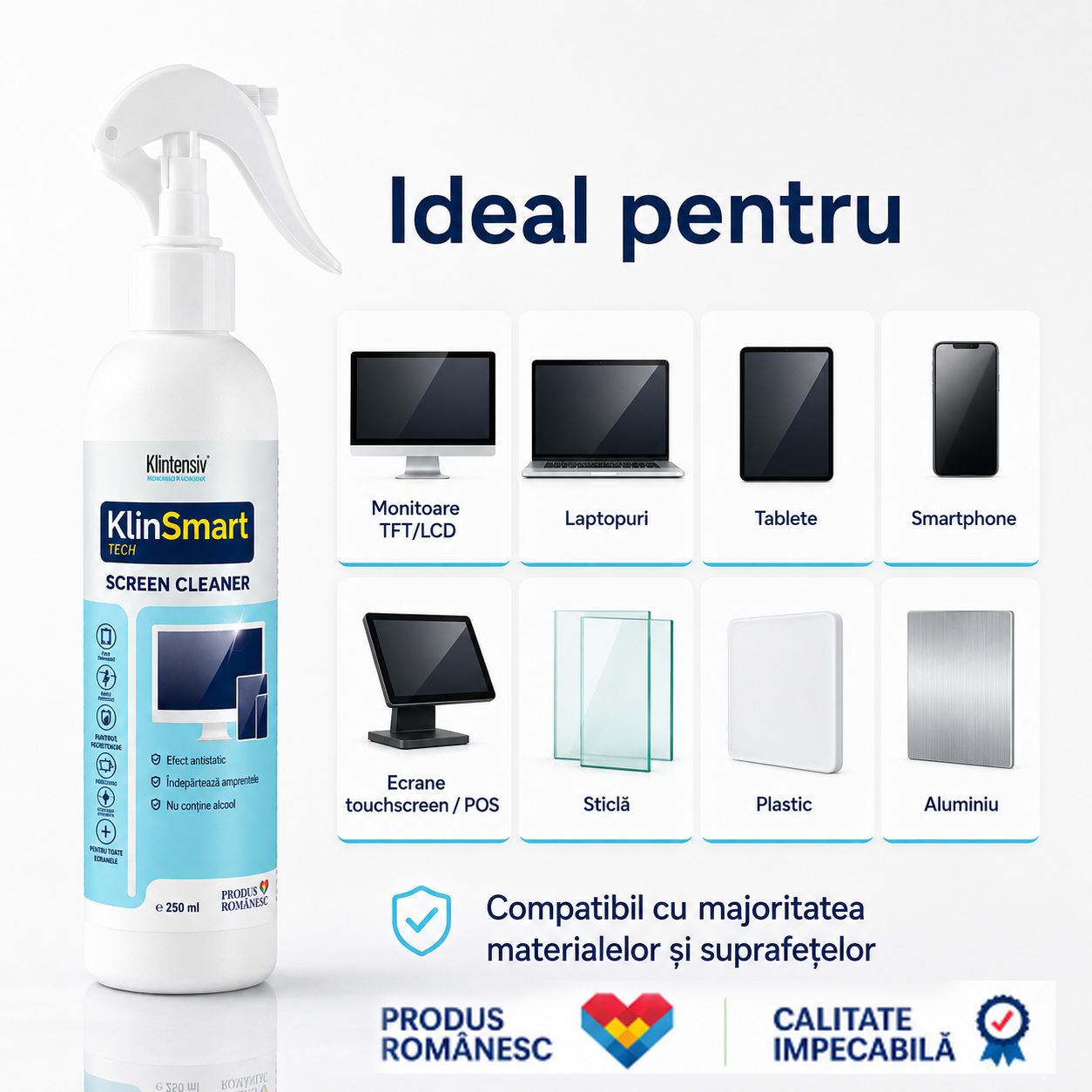 Klintensiv KlinSmart Tech pentru curățare dispozitive electronice ecrane POS și carcase