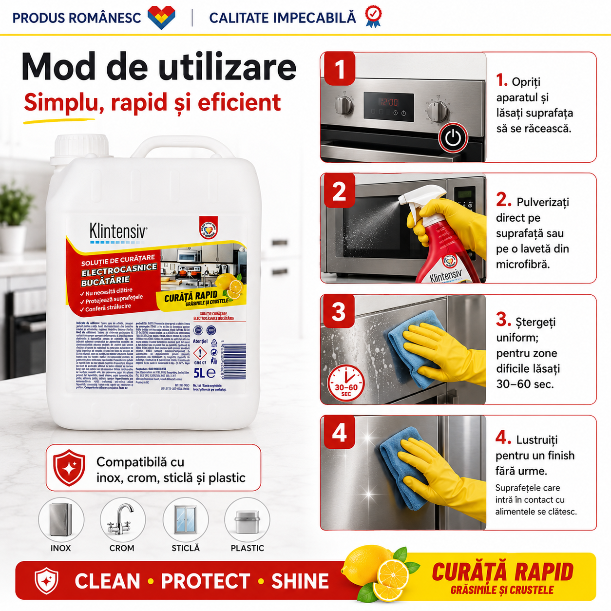 Klintensiv curățare electrocasnice pentru bucătării casnice profesionale HoReCa și catering