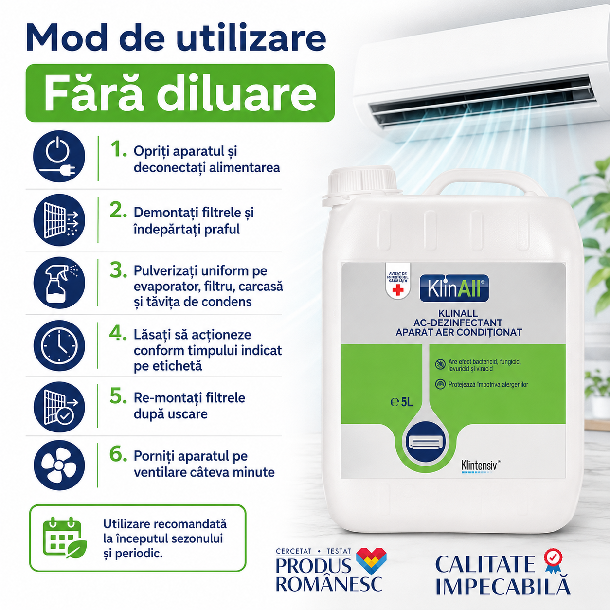 Dezinfectant aer condiționat Klintensiv pentru locuințe birouri HoReCa și spații comerciale