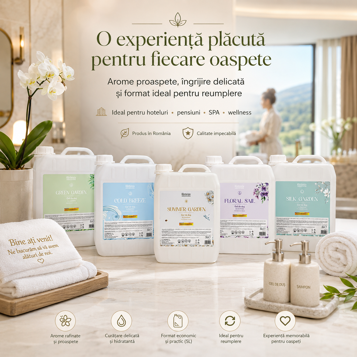 Gel de duș Klintensiv Silk Garden pentru acasă hoteluri pensiuni firme săli de fitness și spații publice