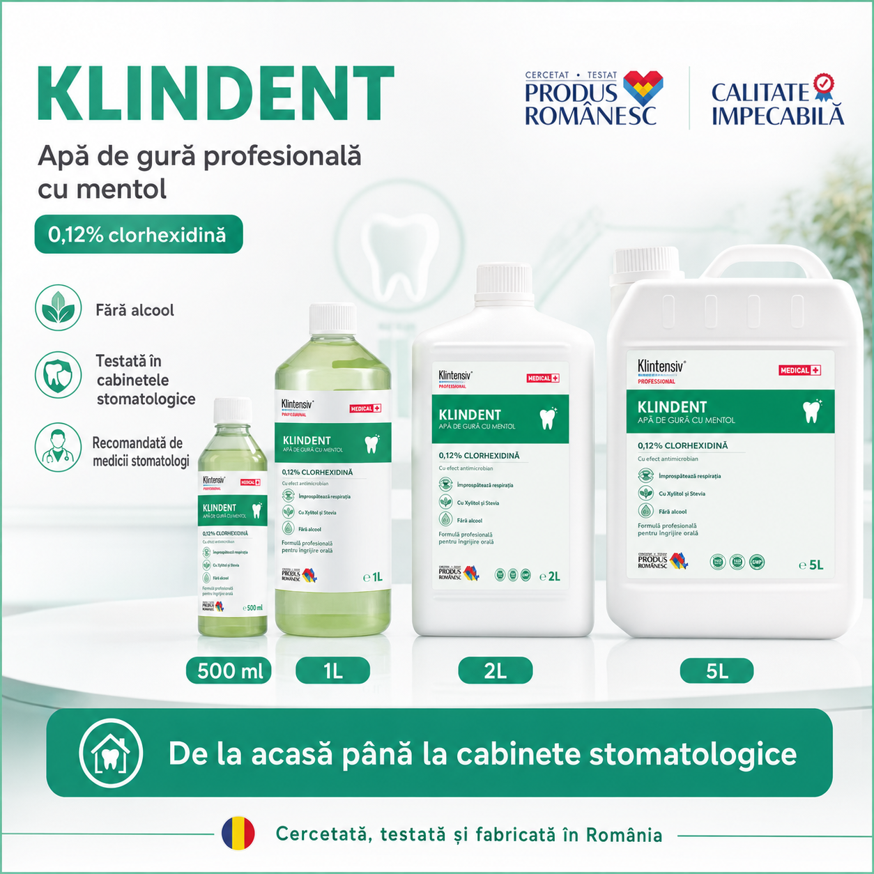 KLINDENT produs rom&acirc;nesc testat &icirc;n cabinete stomatologice și recomandat de medici stomatologi