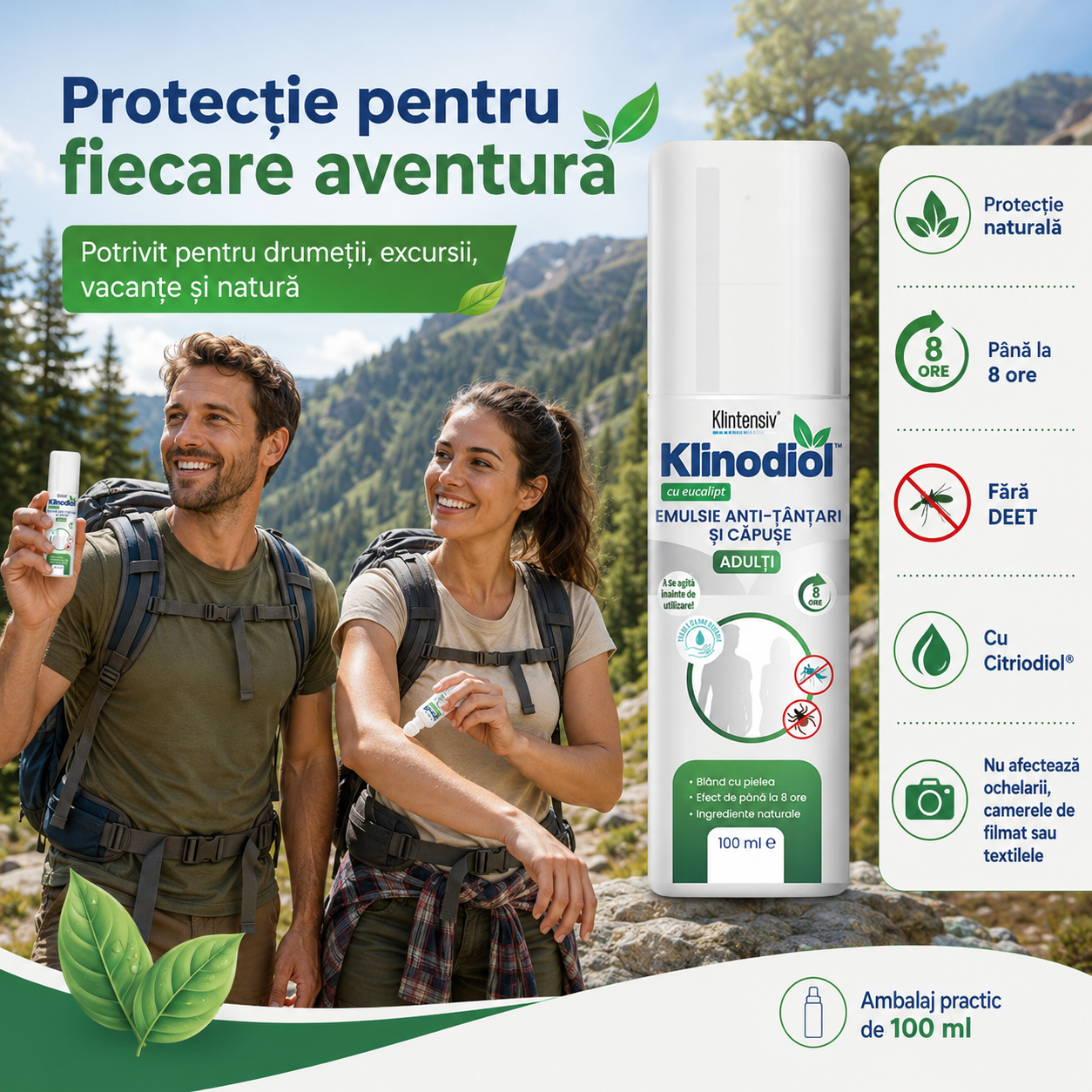 Klinodiol protecție ț&acirc;nțari p&acirc;nă la 8 ore și căpușe p&acirc;nă la 6 ore pentru adulți