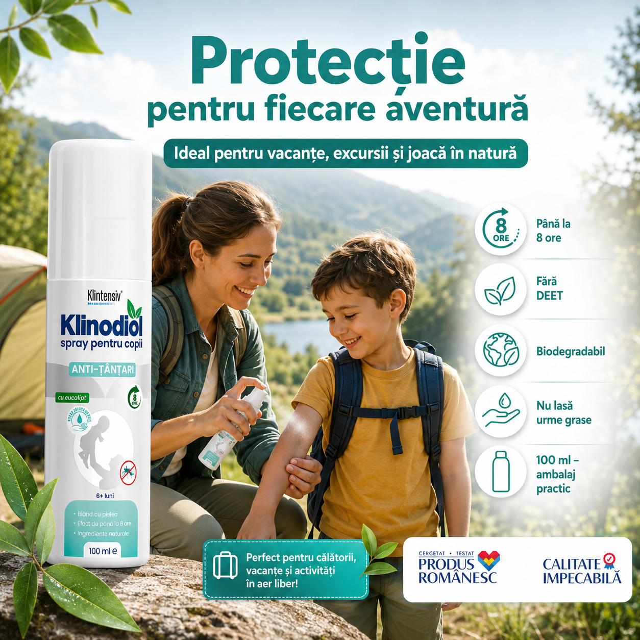 Klinodiol protecție până la 8 ore împotriva țânțarilor Aedes albopictus și Culex pipiens