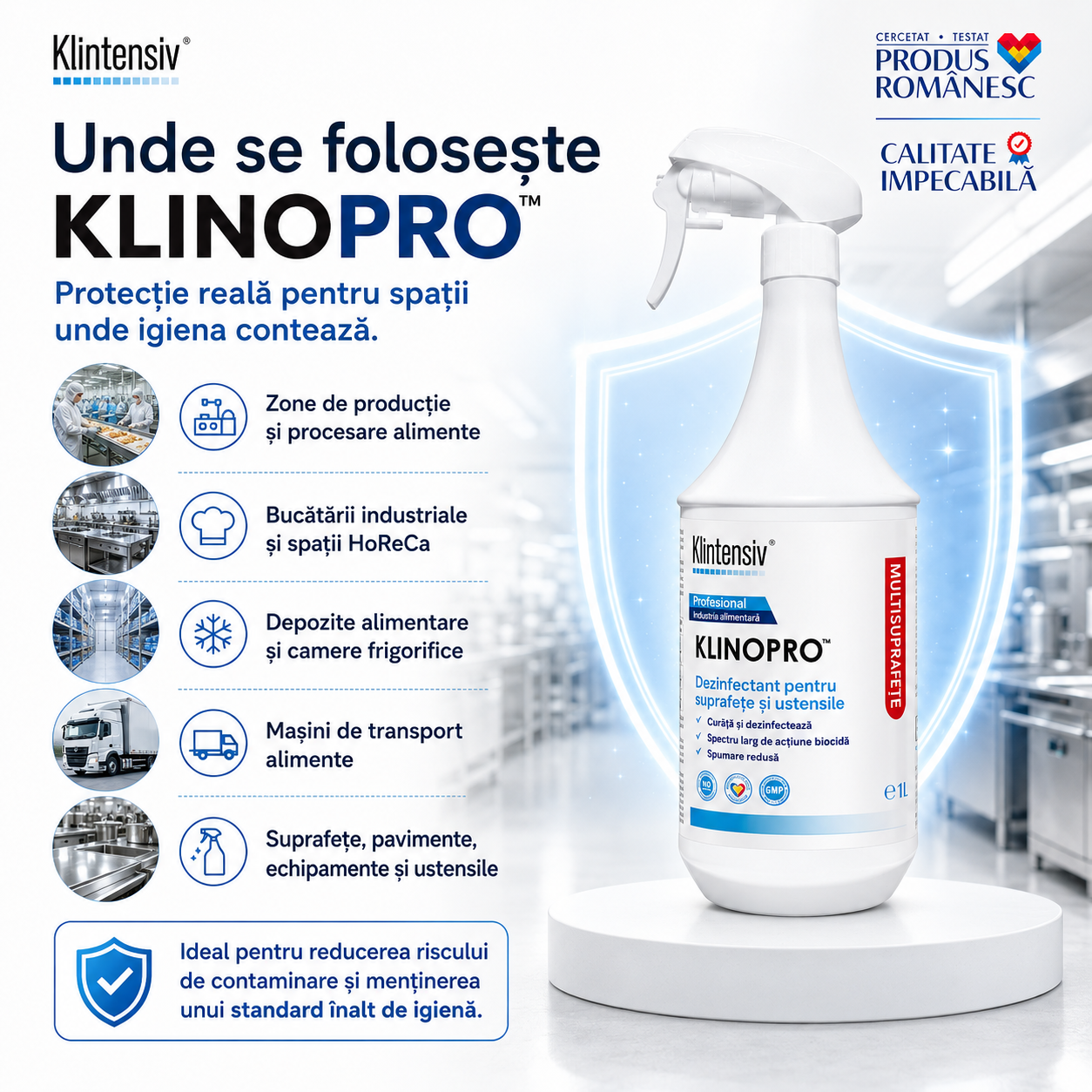 Klinopro pentru HoReCa bucătării industriale depozite alimentare și camere frigorifice