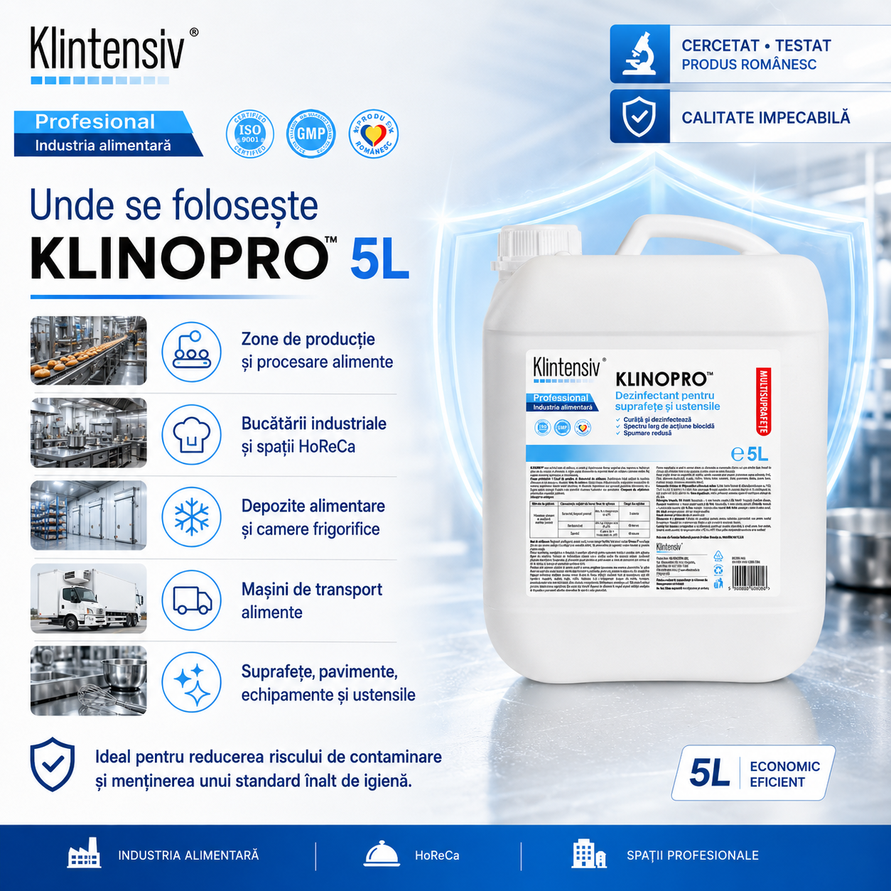 Klinopro pentru HoReCa bucătării industriale depozite alimentare și camere frigorifice