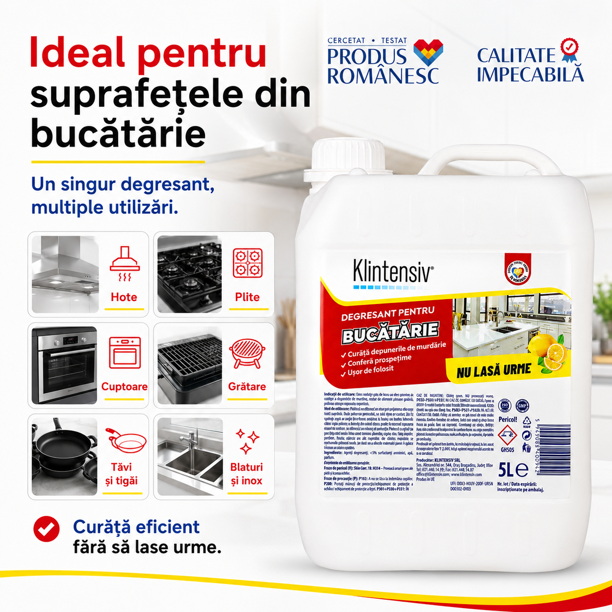 Klintensiv degresant bucătărie instrucțiuni utilizare pentru grăsime arsă și depuneri dificile
