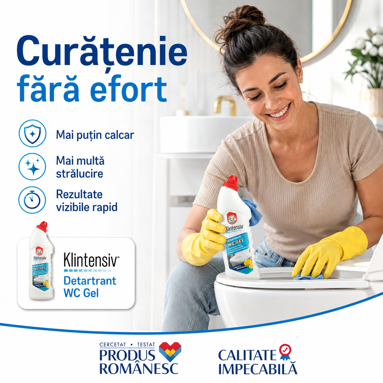 Klintensiv gel curățare baie și WC utilizare ca atare sau diluat pentru întreținere