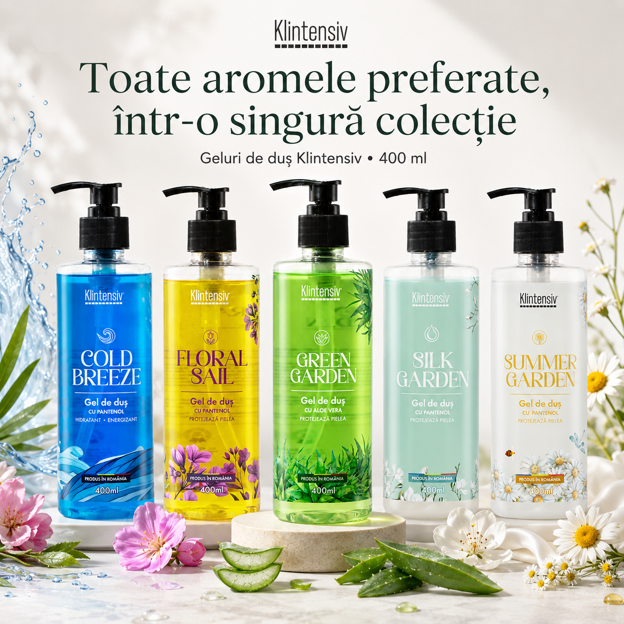 Gel de duș Klintensiv Silk Garden pentru acasă hoteluri pensiuni firme săli de fitness și spații publice