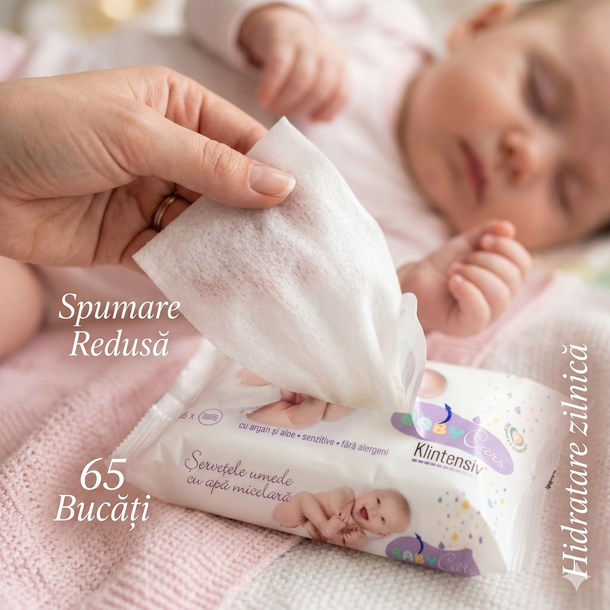 Șervețele umede Klintensiv Baby pentru bebeluși copii acasă plimbare călătorii și schimbarea scutecului