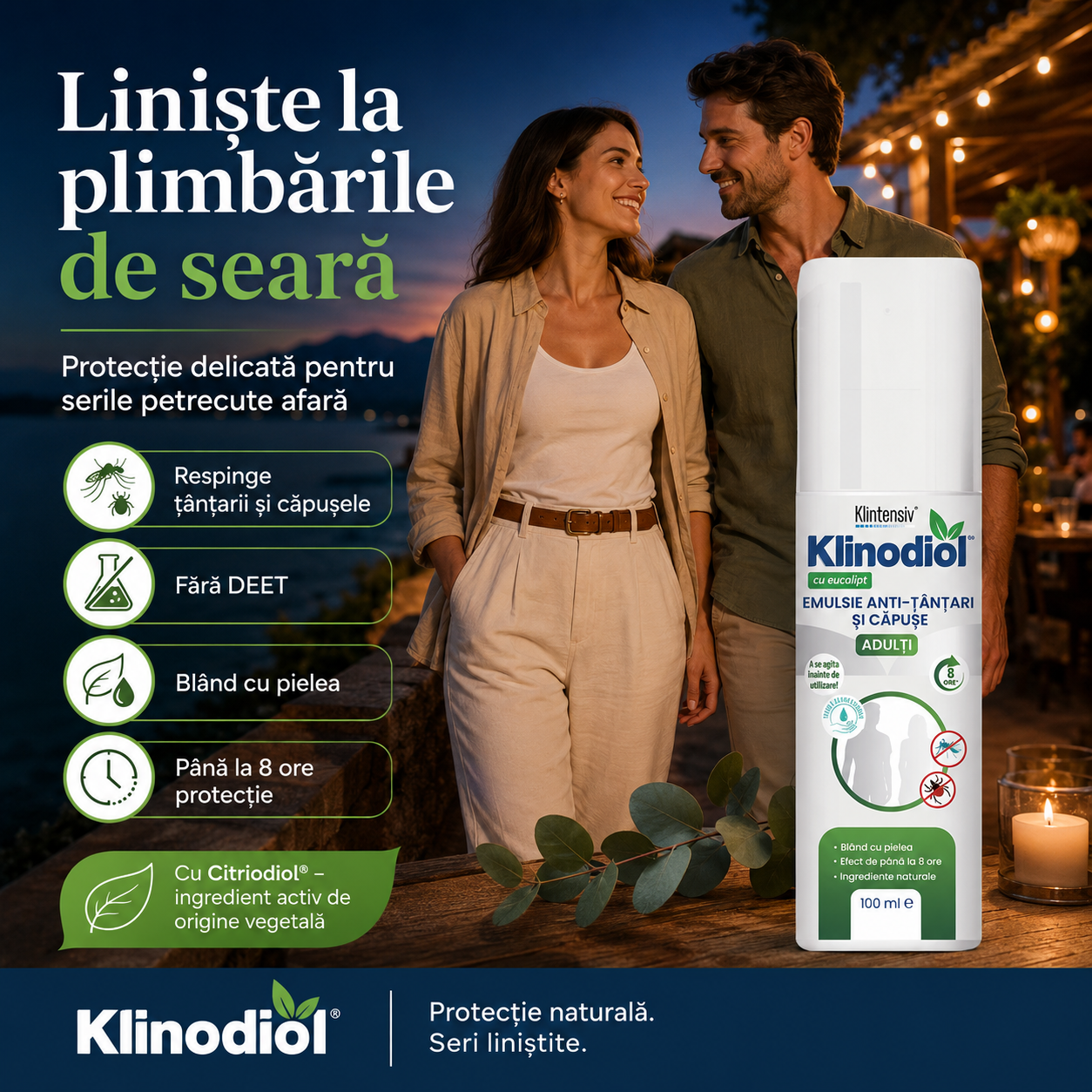 Compoziție Klinodiol Citriodiol 9,9% ulei de Eucalyptus citriodora hidratat ciclizat
