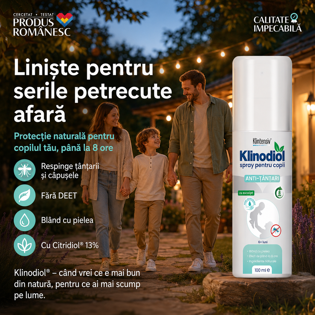 Klinodiol spray repelent copii pentru parc vacanțe excursii grădiniță și joacă în aer liber