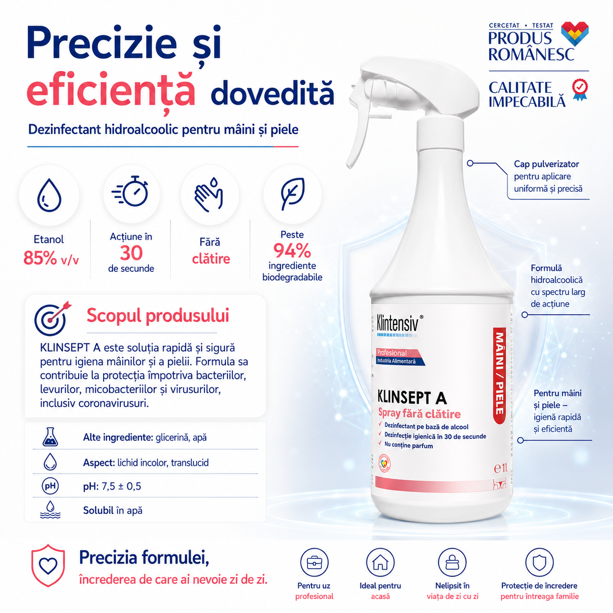 Instrucțiuni de utilizare Klinsept A dezinfectant pentru mâini și piele