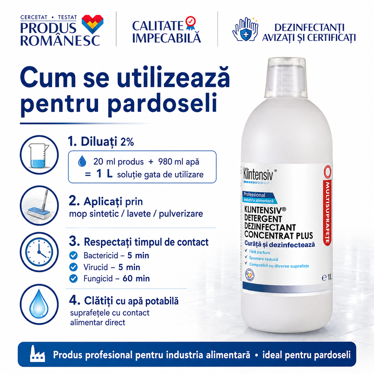 Klintensiv Plus pentru industria alimentară HoReCa echipamente ustensile pavimente și depozite