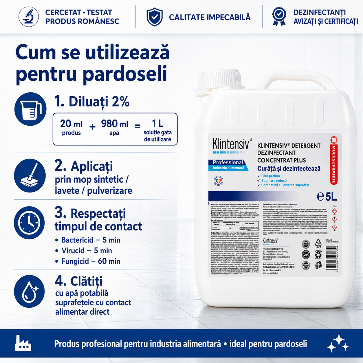 Klintensiv Plus pentru industria alimentară HoReCa echipamente ustensile pavimente și depozite