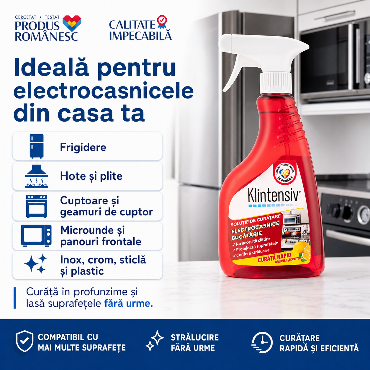 Instrucțiuni utilizare soluție curățare electrocasnice Klintensiv