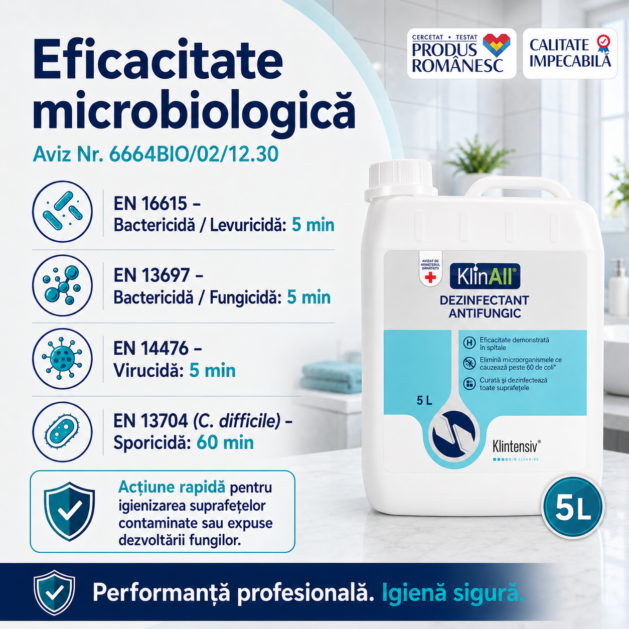 KlinAll Dezinfectant Antimucegai Klintensiv variante 500 ml 1 litru și 5 litri