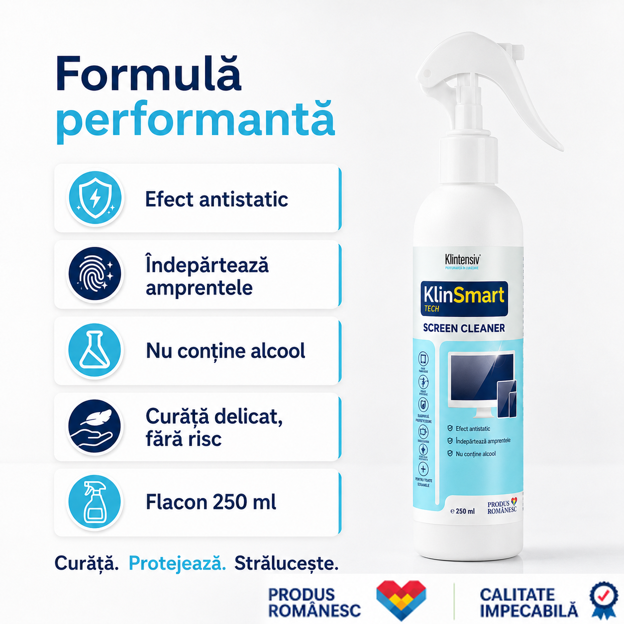 Klintensiv KlinSmart Tech soluție pentru curățare ecrane fără clătire 250 ml