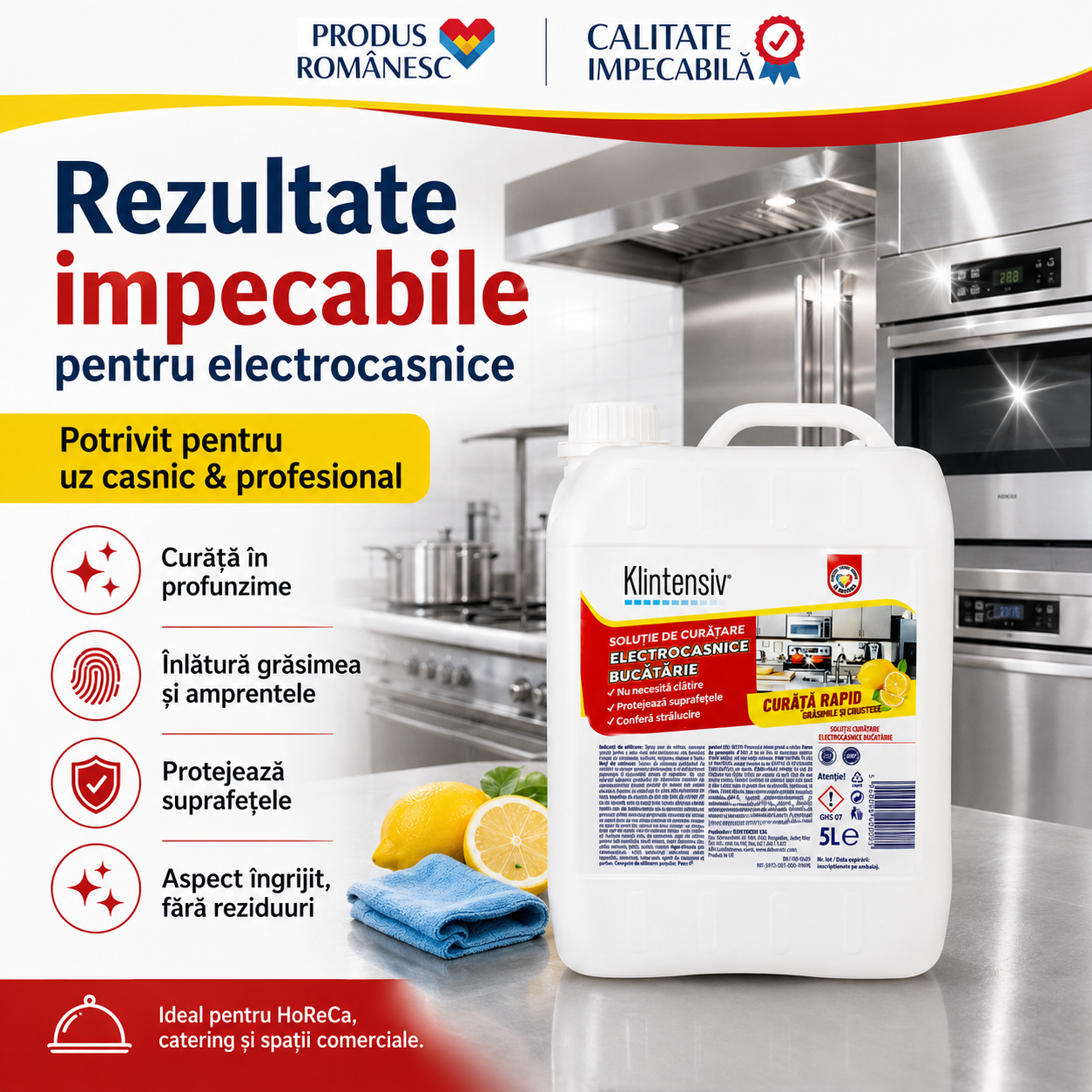 Klintensiv soluție curățare electrocasnice 500 ml pentru uz casnic profesional HoReCa