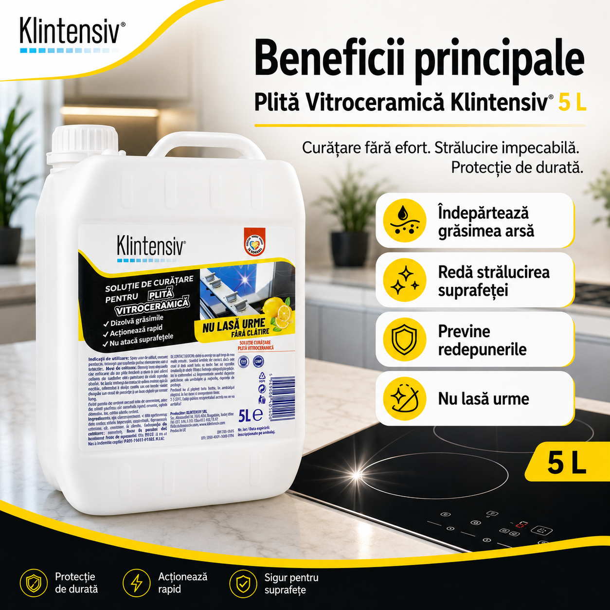 Klintensiv soluție pentru plită vitroceramică și inducție protecție împotriva depunerilor