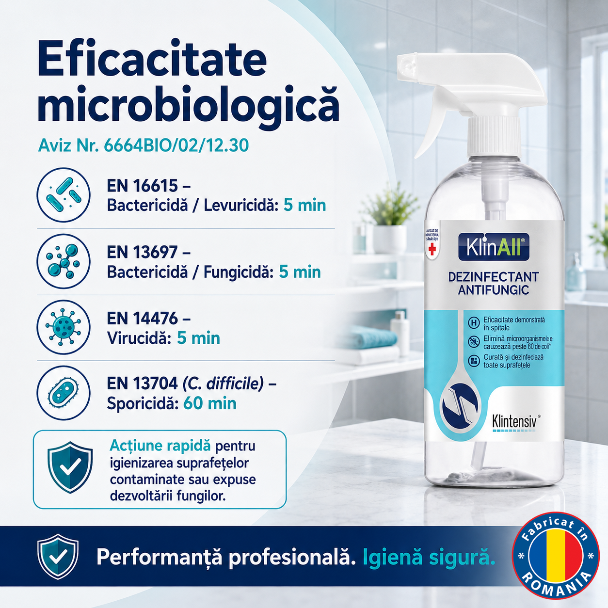 KlinAll Dezinfectant Antimucegai Klintensiv variante 500 ml 1 litru și 5 litri