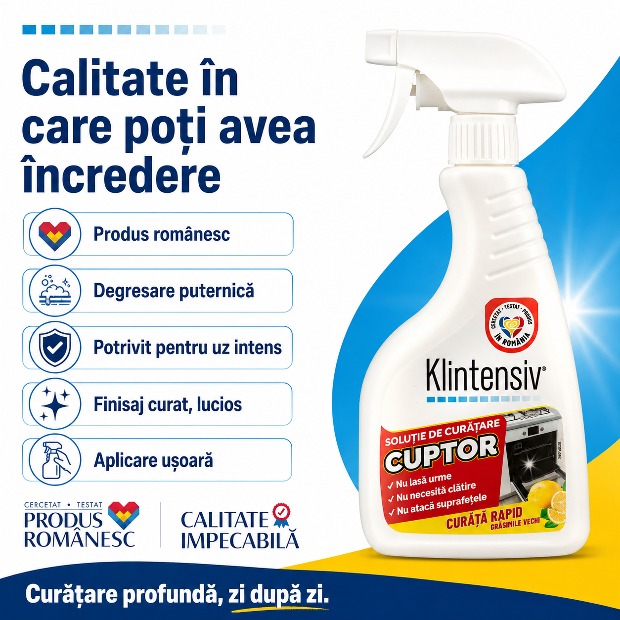 Klintensiv soluție curățare cuptor 500 ml pentru inox email modern sticlă și grătare metalice