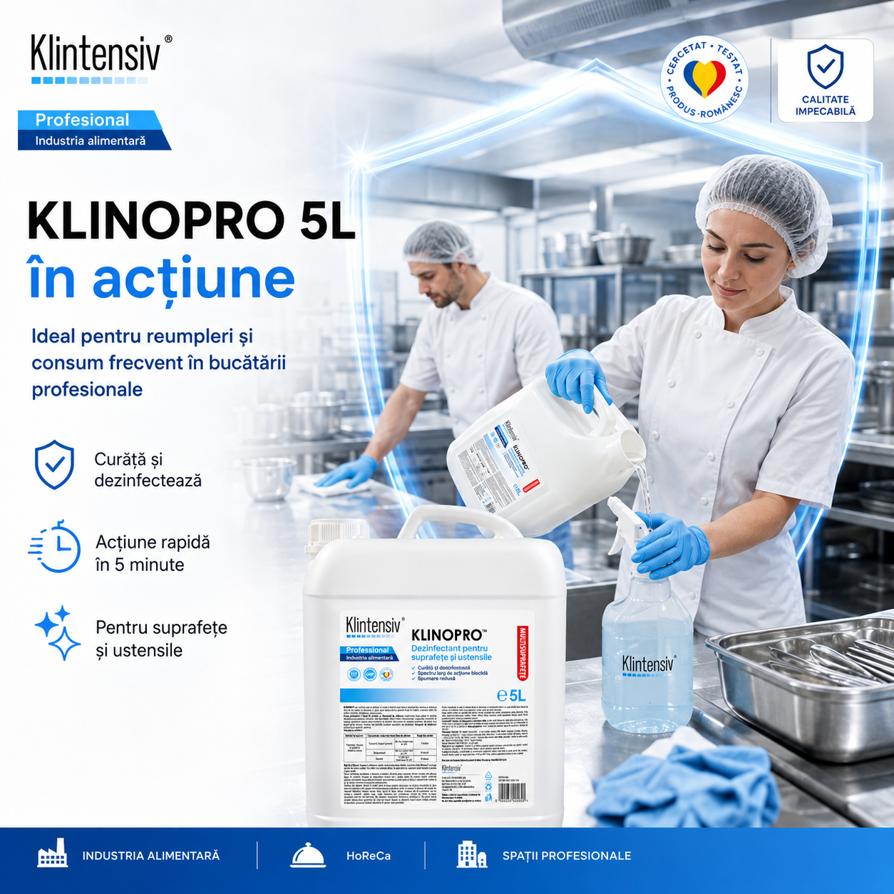 Instrucțiuni utilizare Klinopro dezinfectant suprafețe și pavimente nediluat
