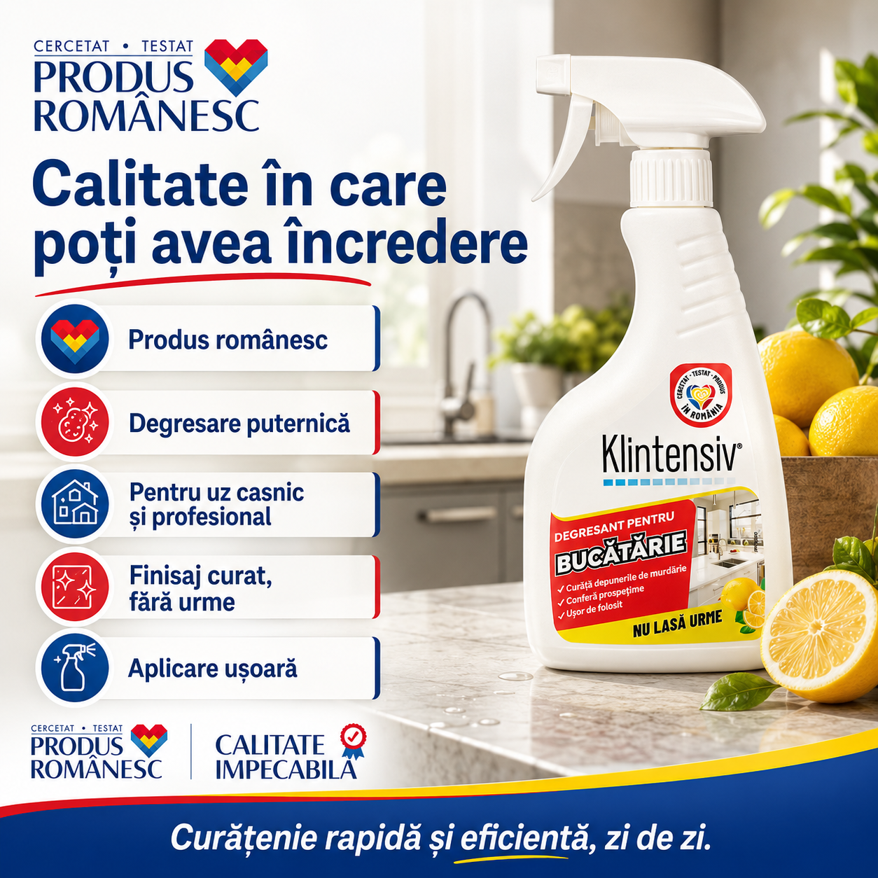 Degresant bucătărie Klintensiv 500 ml pentru uz casnic și profesional HoReCa