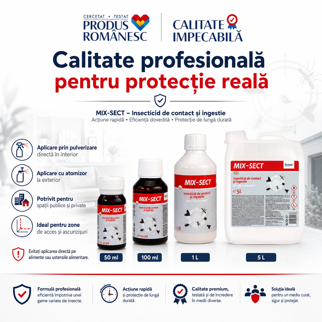 Aplicare MIX-SECT la interior și exterior pulverizare directă sau atomizor