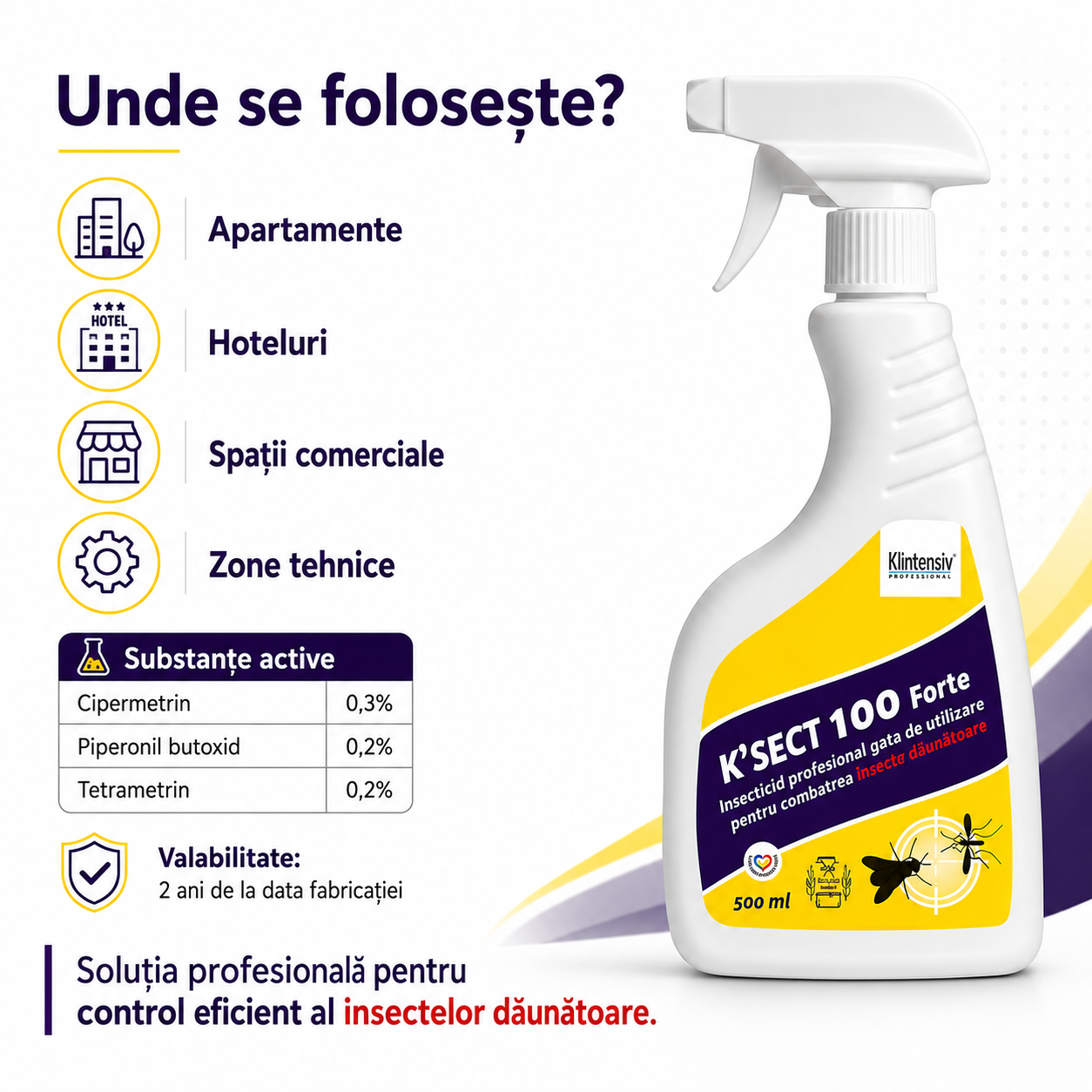 K-Sect 100 Forte recomandări de siguranță pentru aplicare &icirc;n locuințe și spații profesionale