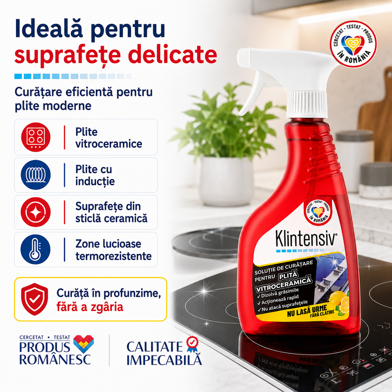 Klintensiv soluție pentru plită vitroceramică și inducție protecție împotriva depunerilor