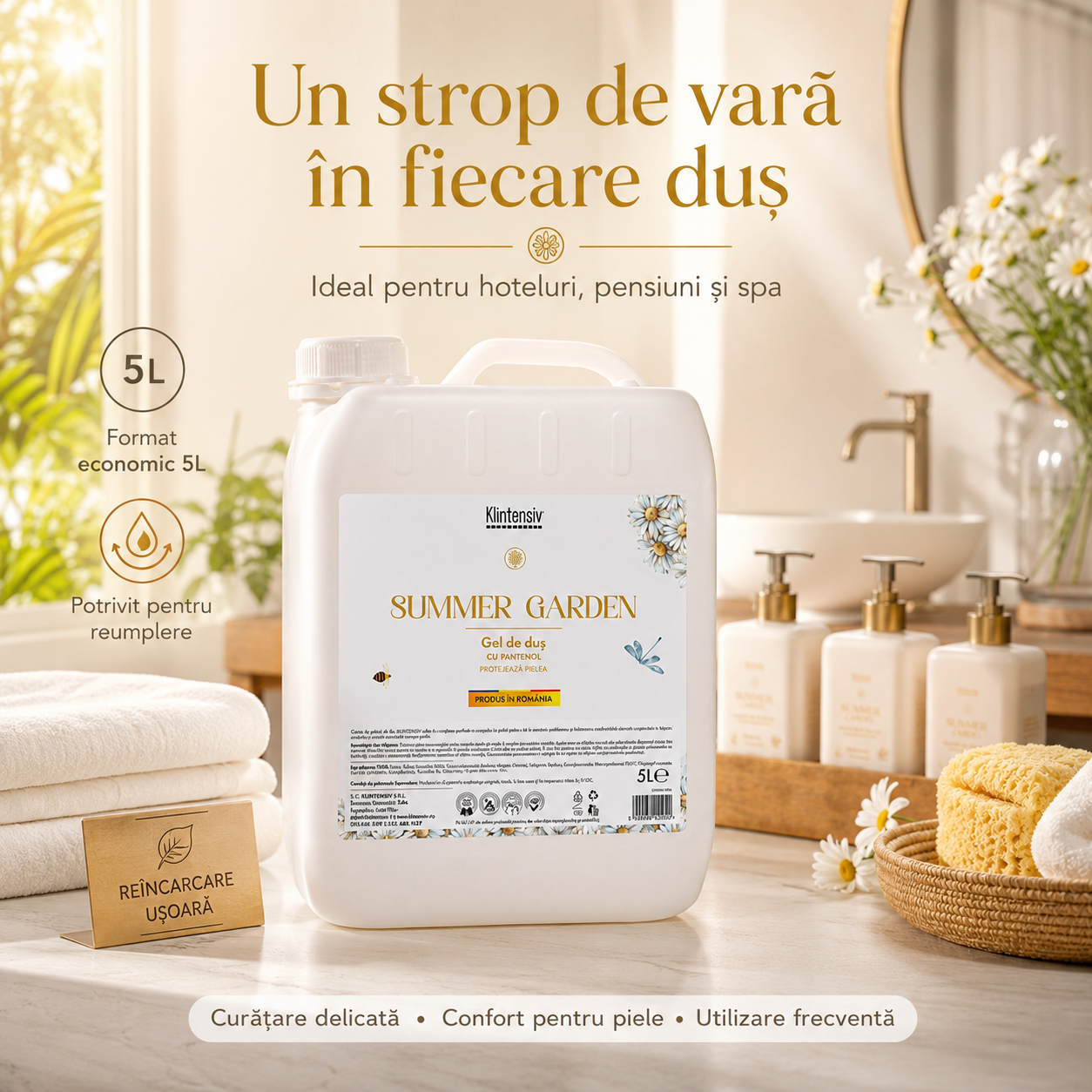 Gel de duș Summer Garden Klintensiv cu parfum fresh și spumă fină pentru piele