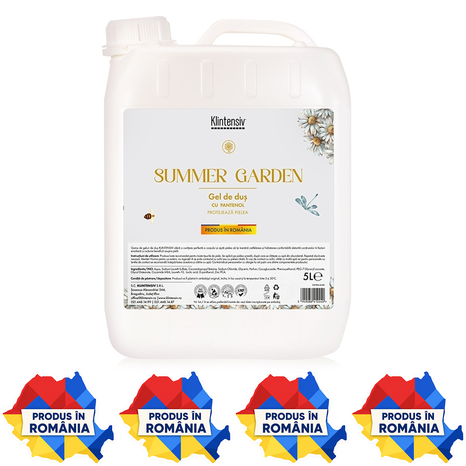 Gel de duș Klintensiv Summer Garden 400 ml și 5 litri cu aromă proaspătă de vară
