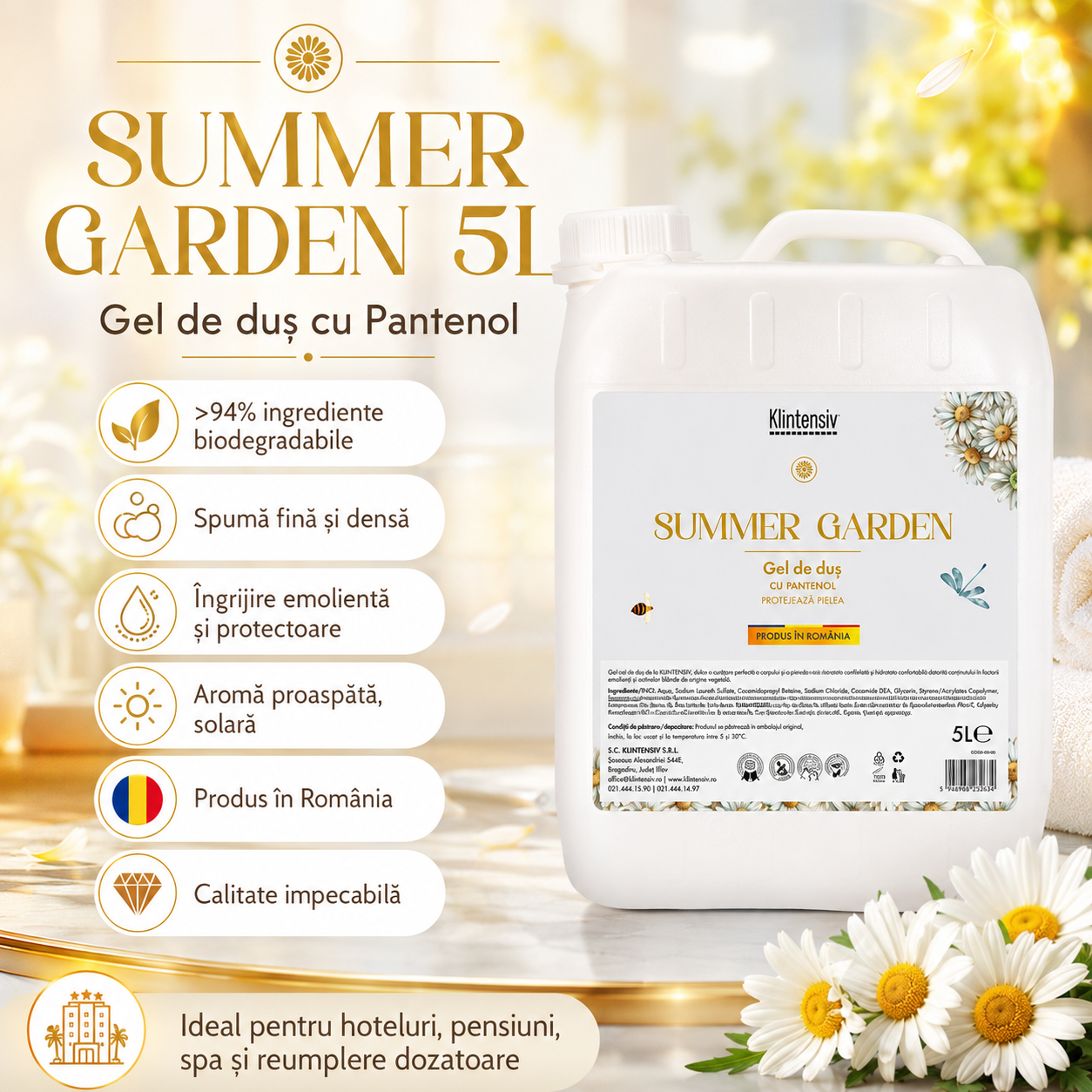 Gel de duș Klintensiv Summer Garden peste 94 la sută ingrediente biodegradabile