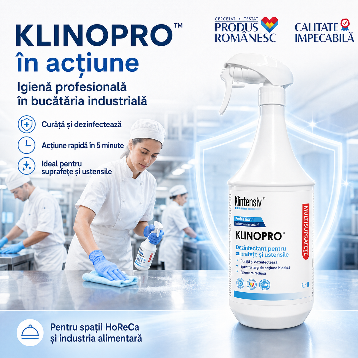 Ambalaje Klinopro 1 litru și 5 litri pentru HoReCa fabrici depozite și instituții