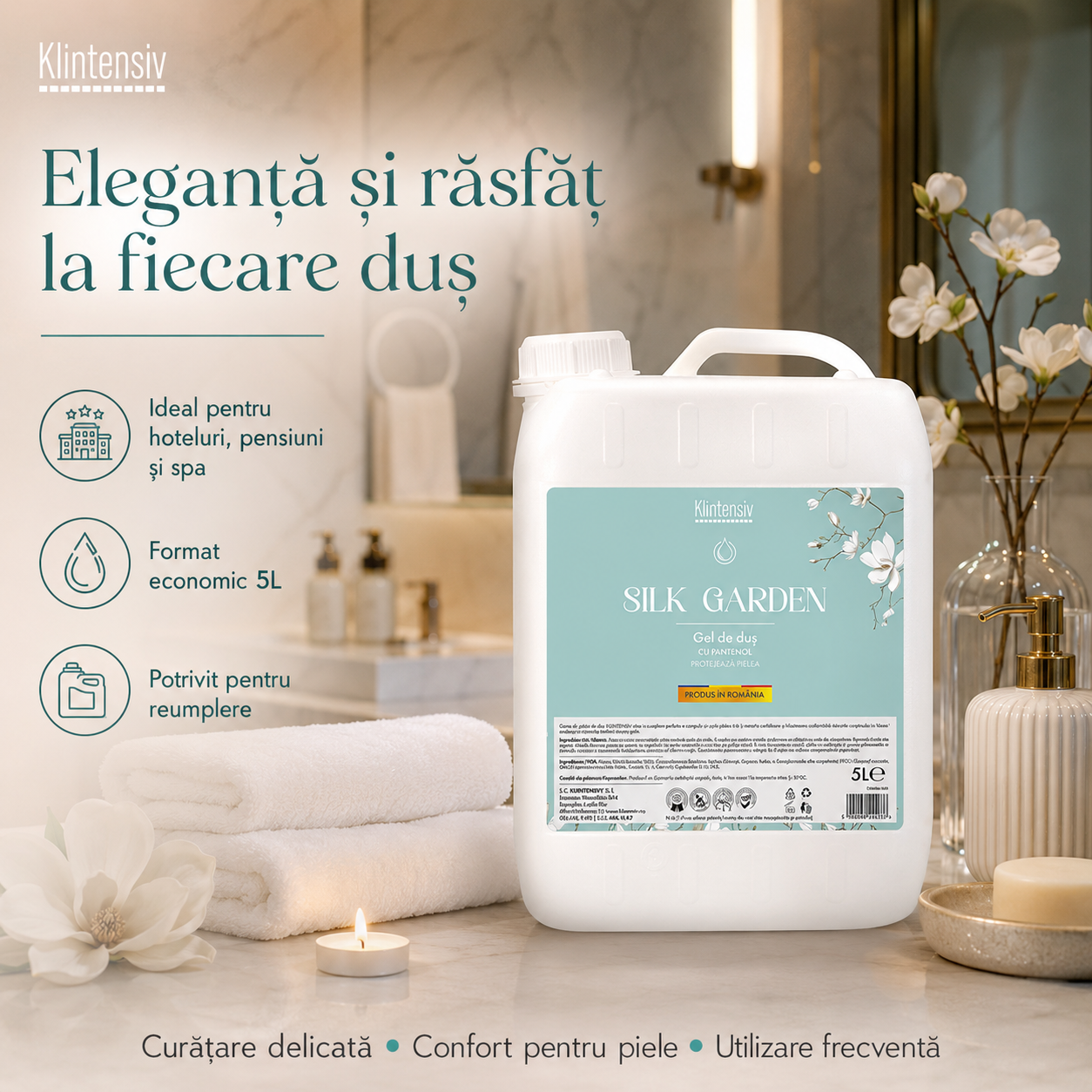 Gel de duș Silk Garden Klintensiv aromă catifelată și &icirc;ngrijire delicată a pielii