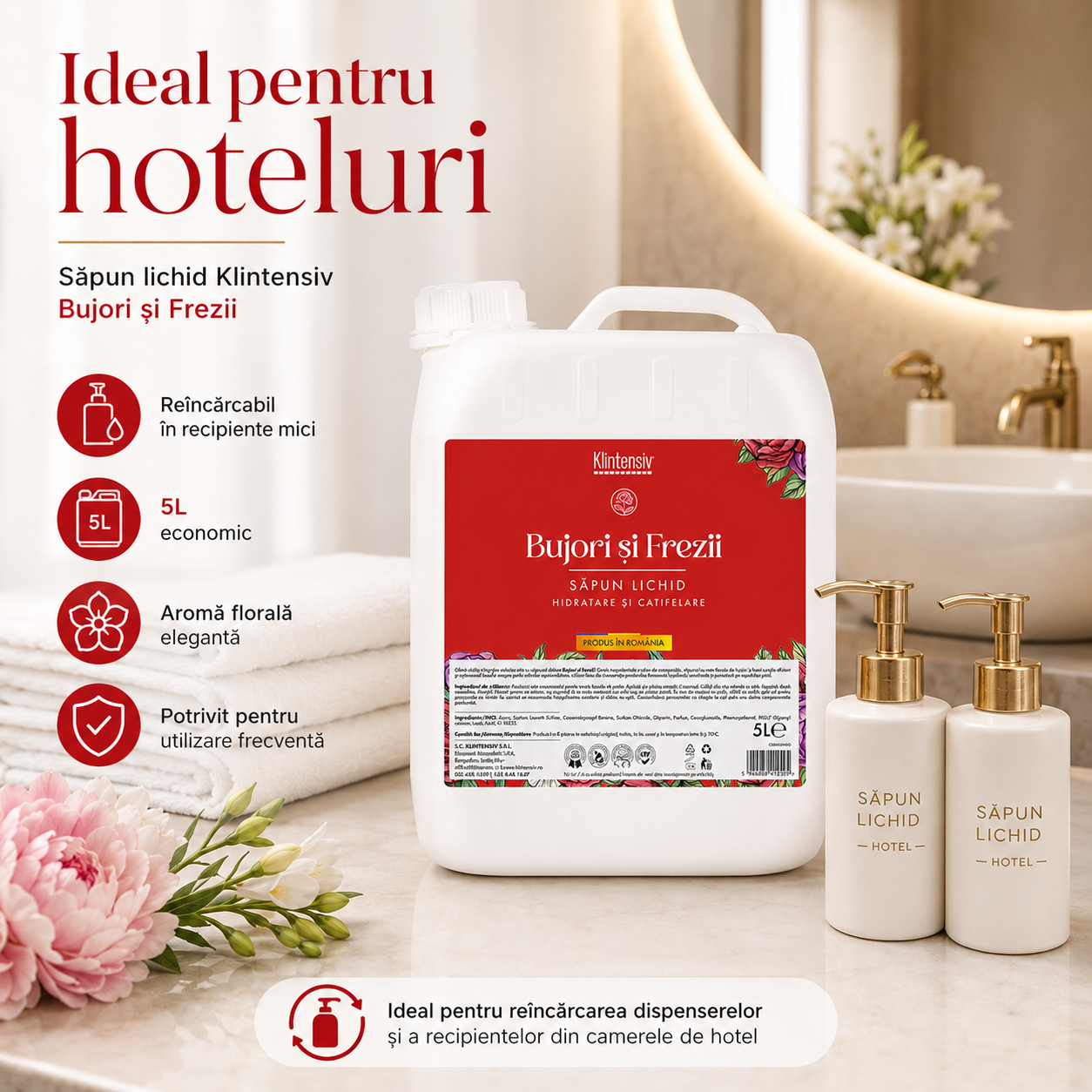 Săpun lichid Klintensiv arome Bujori și Frezii Iasomie Verbina Cafea Liliac Miere Aloe Vera