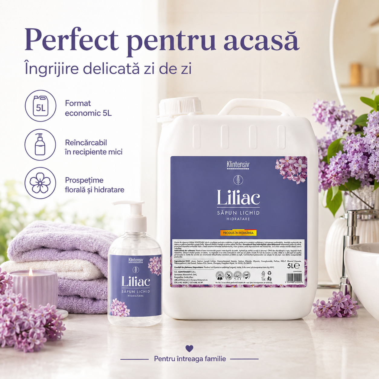 Săpun lichid Klintensiv cu ingrediente biodegradabile spumă fină și efect emolient