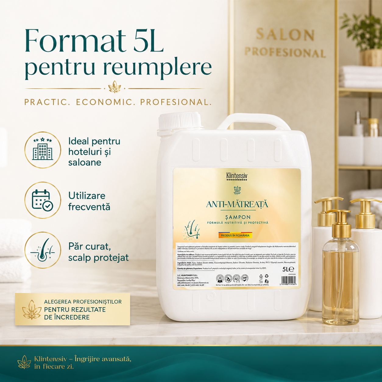 Șampon anti-mătreață Klintensiv cu Piroctone Olamine și D-Panthenol